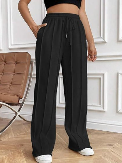 Drawstring Wide Leg Pants with Pockets