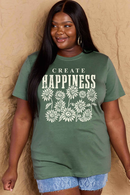 Simply Love Full Size CREATE HAPPINESS Graphic Cotton T-Shirt