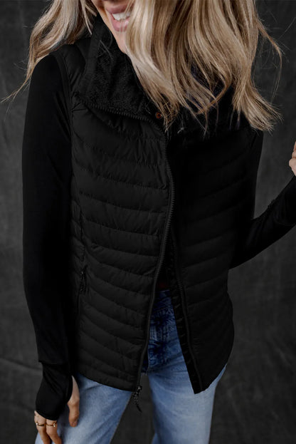 Pocketed Zip Up Vest Coat