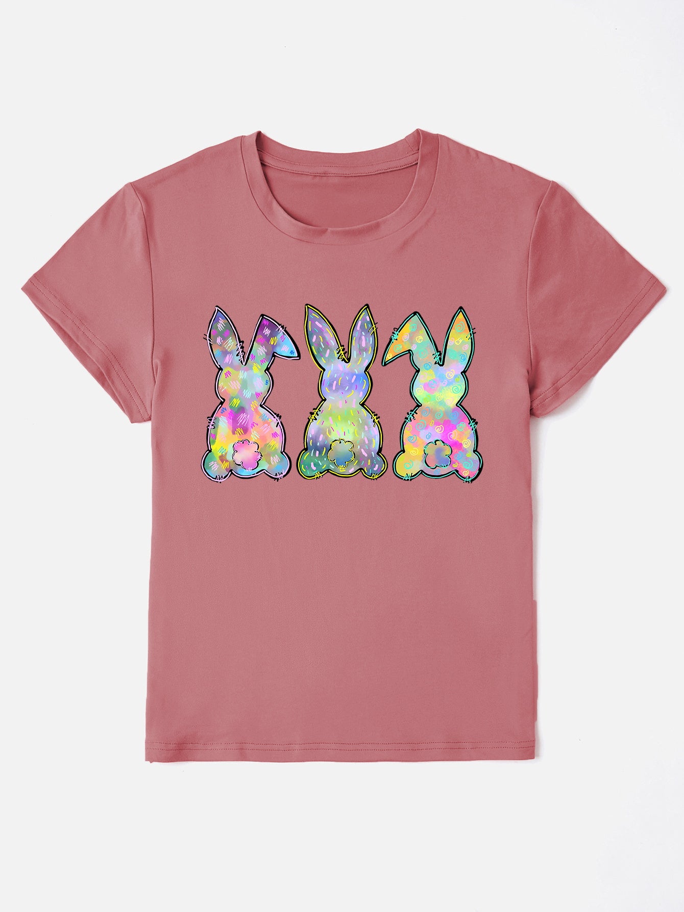 Rabbit Round Neck Short Sleeve T-Shirt