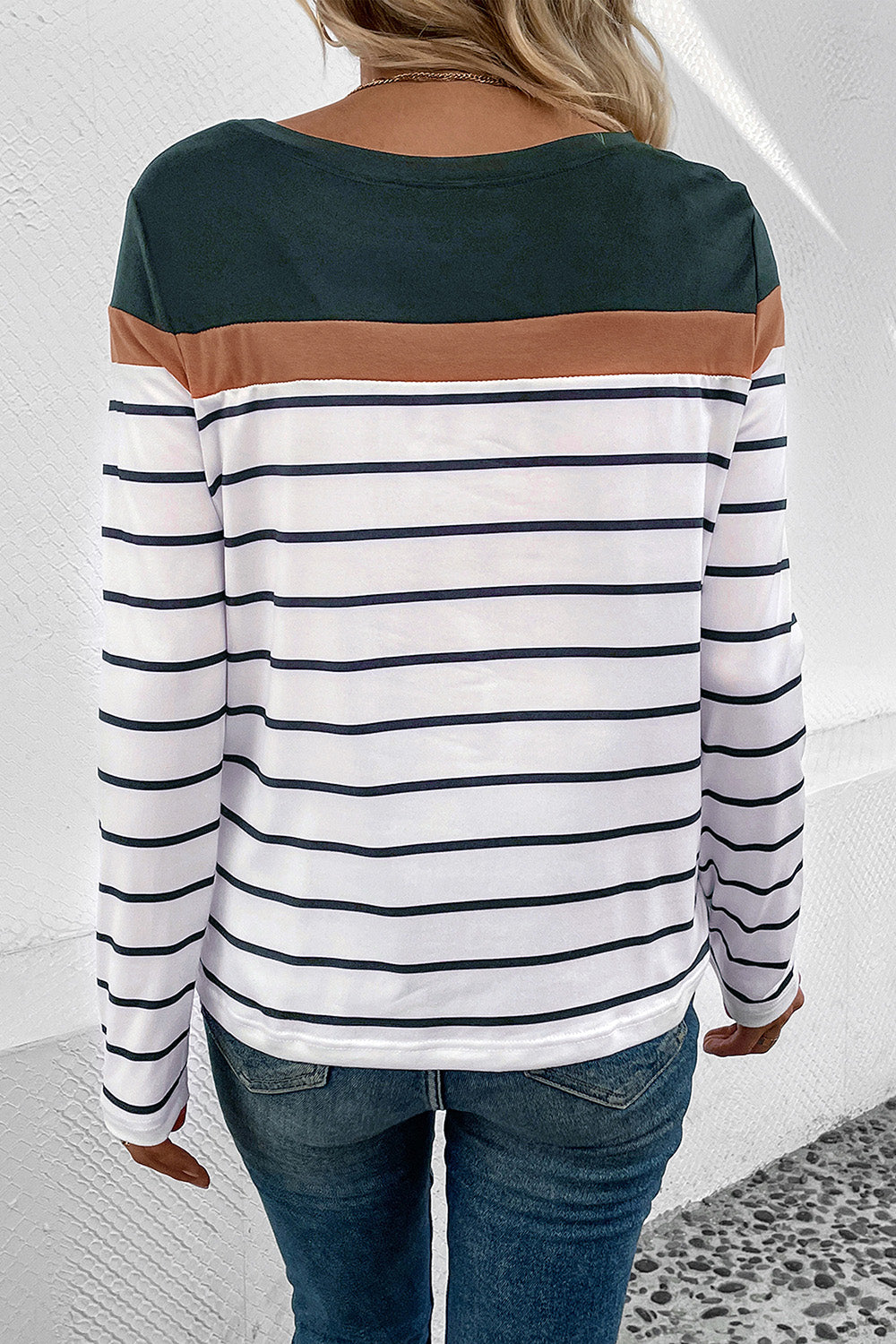 Perfee Striped Round Neck Long Sleeve T-Shirt