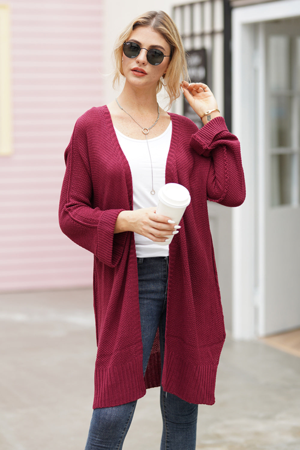 Open Front Long Sleeve Cardigan