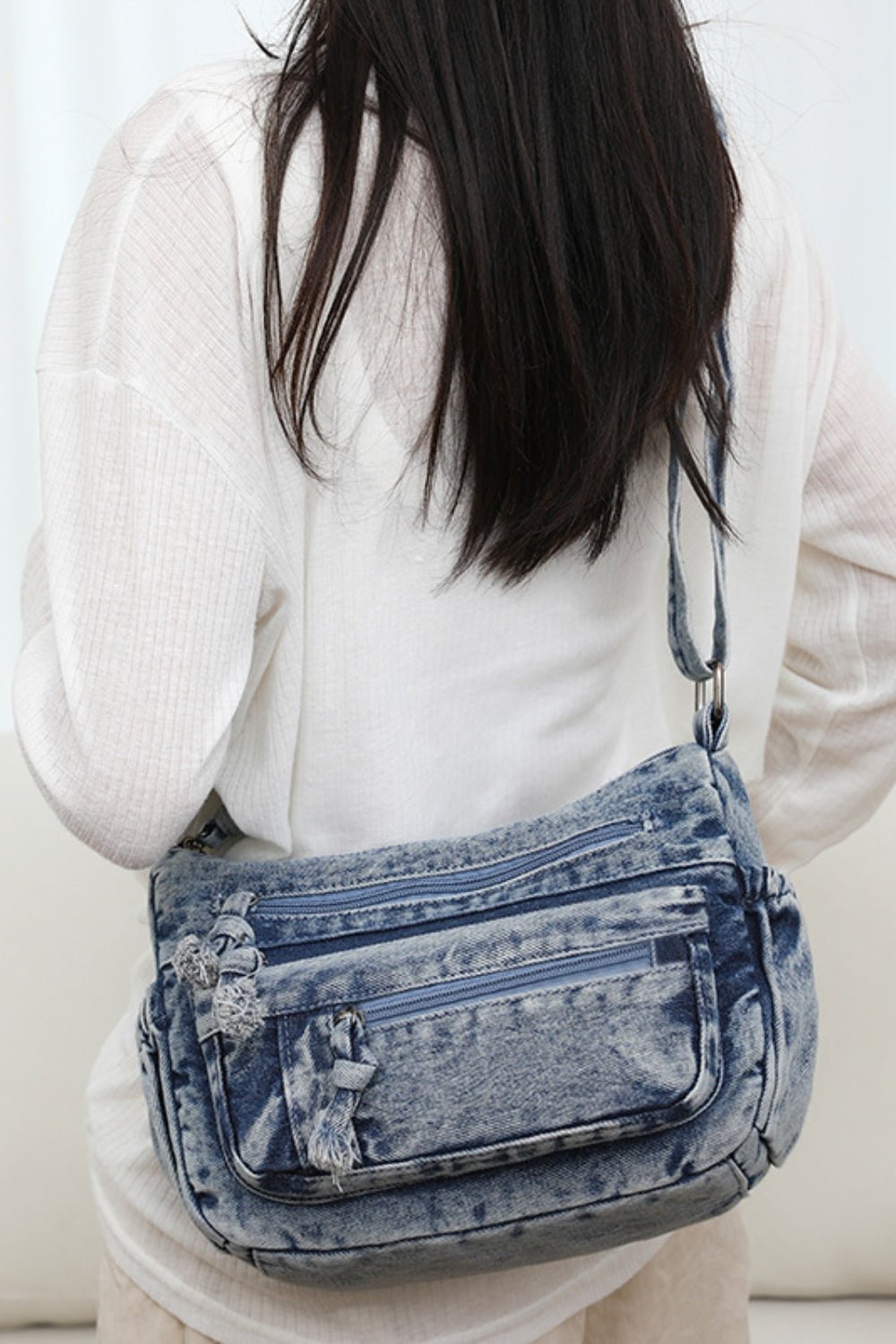 Adjustable Strap Denim Crossbody Bag | Trending Chic NZ