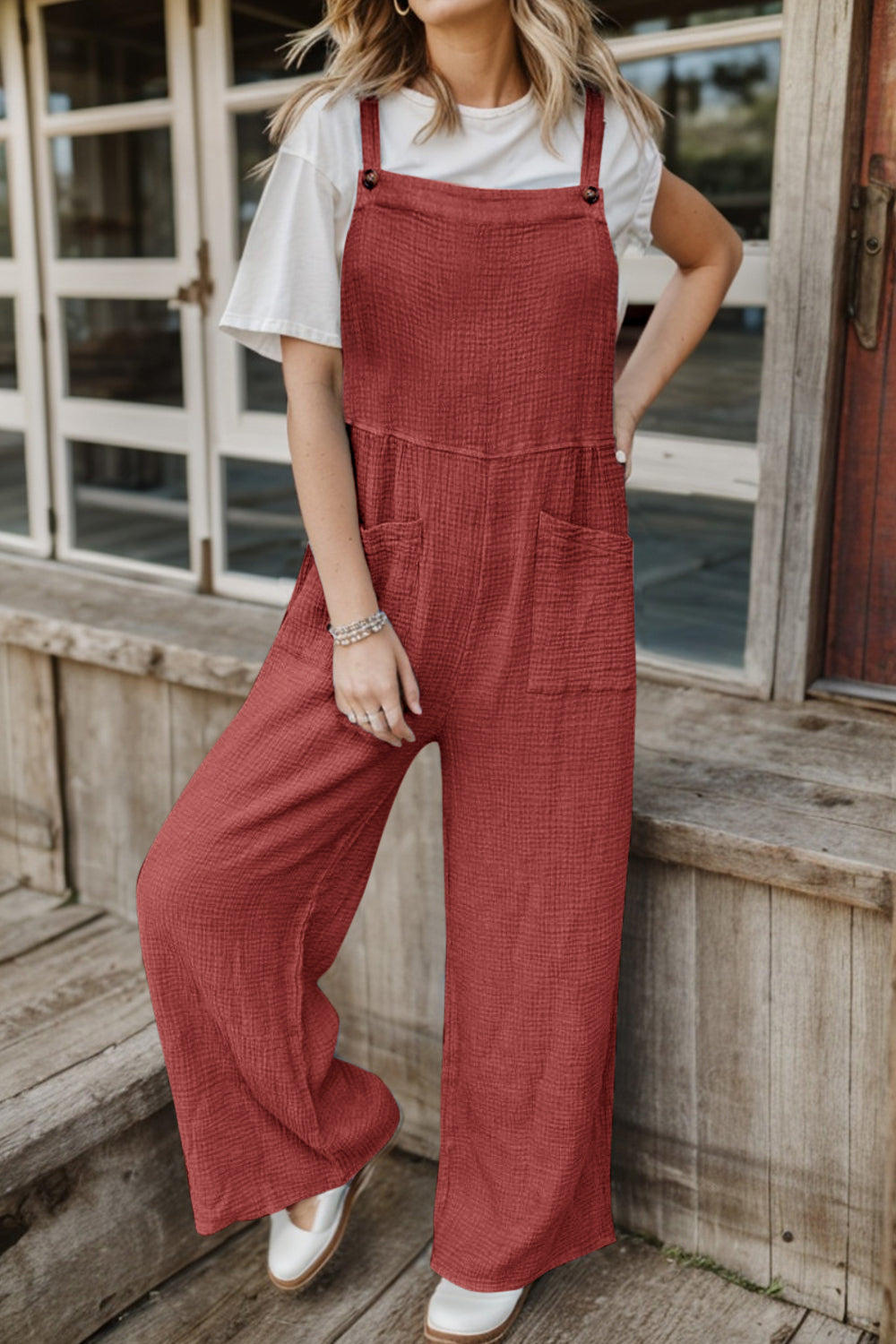 Full Size Wide Leg Front Pocket Jumpsuit