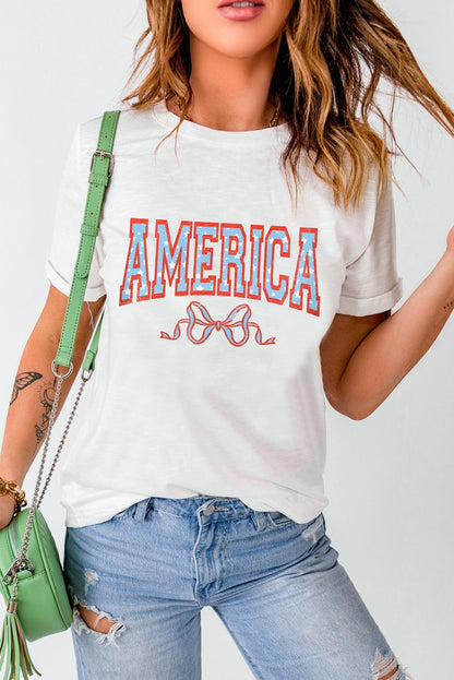 AMERICA Round Neck Short Sleeve T-Shirt | Trending Chic NZ