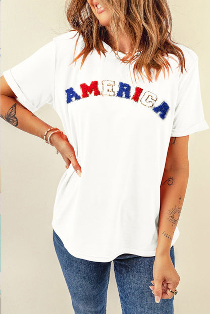 AMERICA Round Neck Short Sleeve T-Shirt | Trending Chic NZ