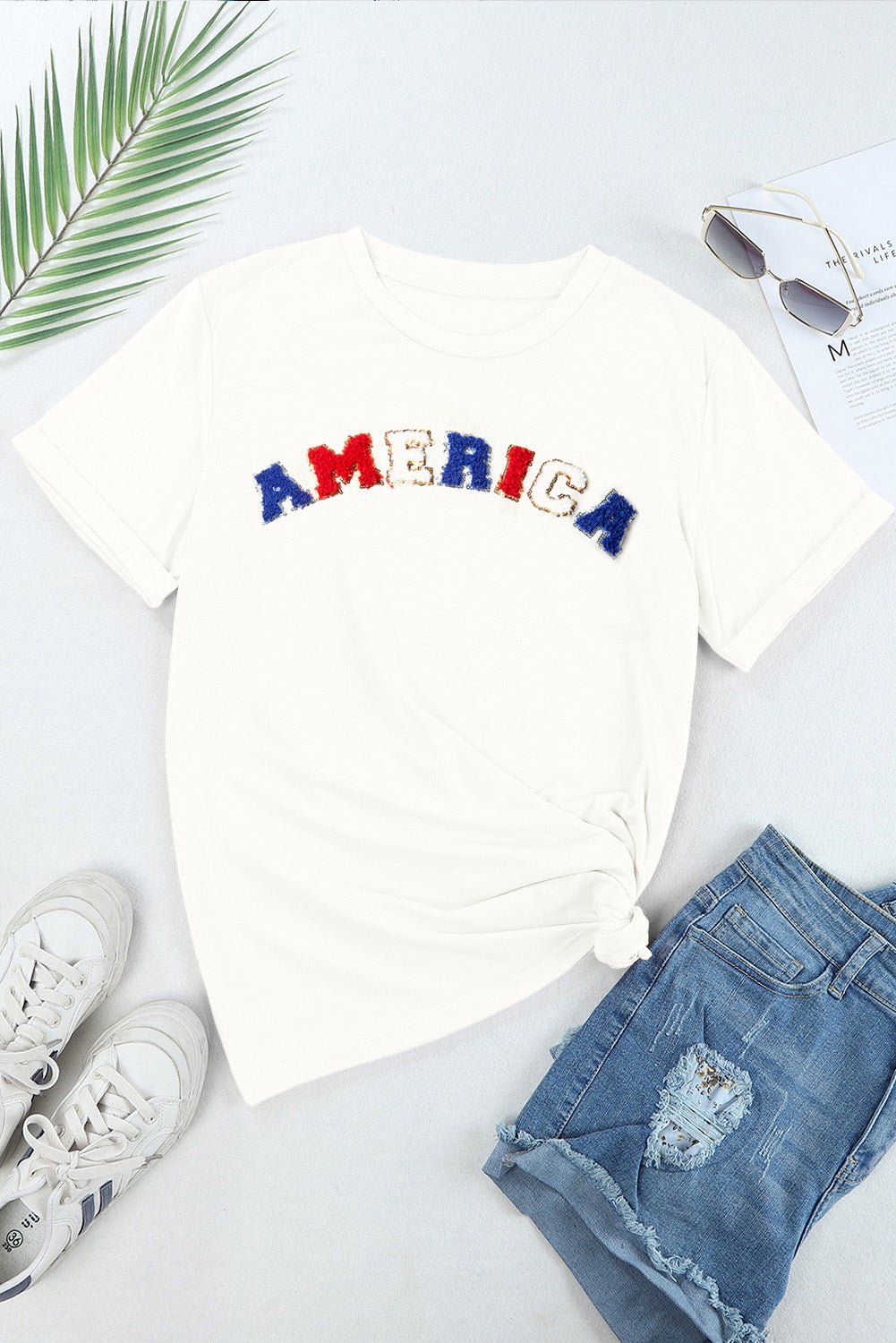 AMERICA Round Neck Short Sleeve T-Shirt | Trending Chic NZ