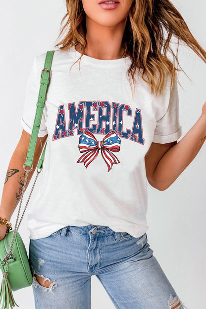 AMERICA Round Neck Short Sleeve T-Shirt | Trending Chic NZ