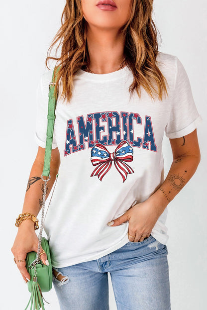 AMERICA Round Neck Short Sleeve T-Shirt | Trending Chic NZ