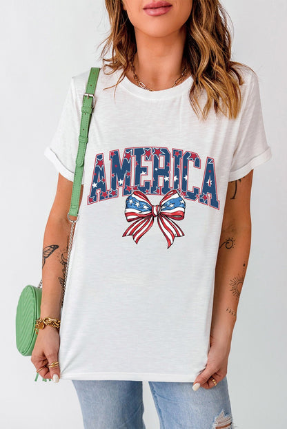 AMERICA Round Neck Short Sleeve T-Shirt | Trending Chic NZ