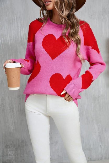 Angel Wings Contrast Heart Dropped Shoulder Long Sleeve Sweater | Trending Chic NZ