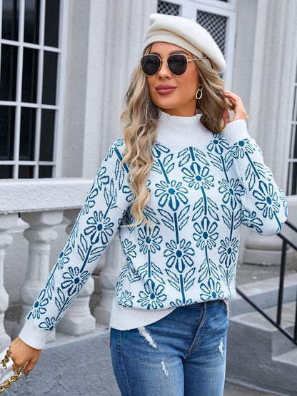 Angel Wings Flower Turtleneck Long Sleeve Sweater | Trending Chic NZ