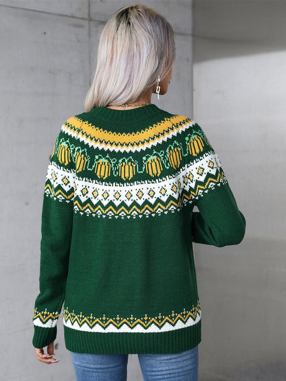 Angel Wings Geometric Round Neck Long Sleeve Sweater | Trending Chic NZ