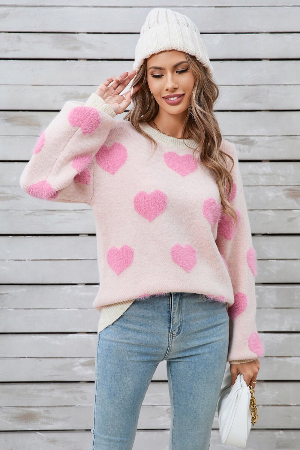 Angel Wings Heart Dropped Shoulder Long Sleeve Sweater | Trending Chic NZ