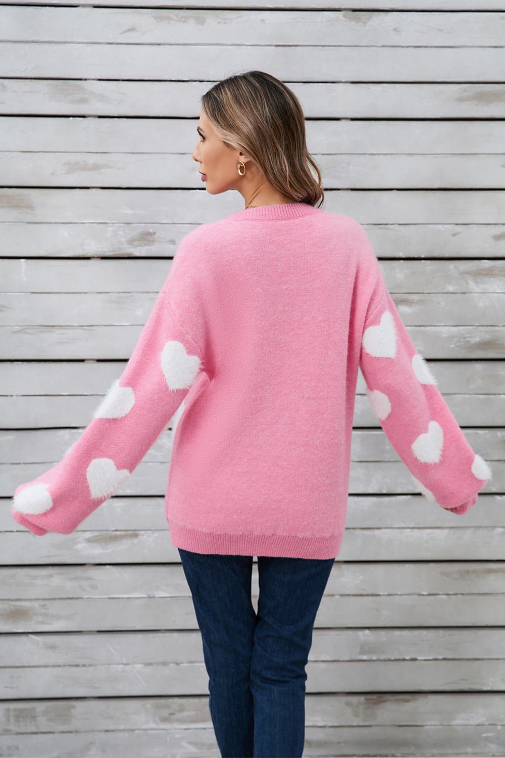 Angel Wings Heart Dropped Shoulder Long Sleeve Sweater | Trending Chic NZ