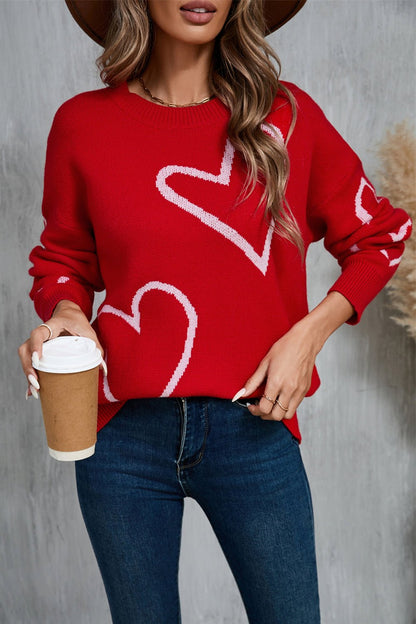 Angel Wings Heart Dropped Shoulder Long Sleeve Sweater | Trending Chic NZ