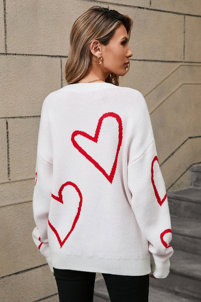 Angel Wings Heart Dropped Shoulder Long Sleeve Sweater | Trending Chic NZ