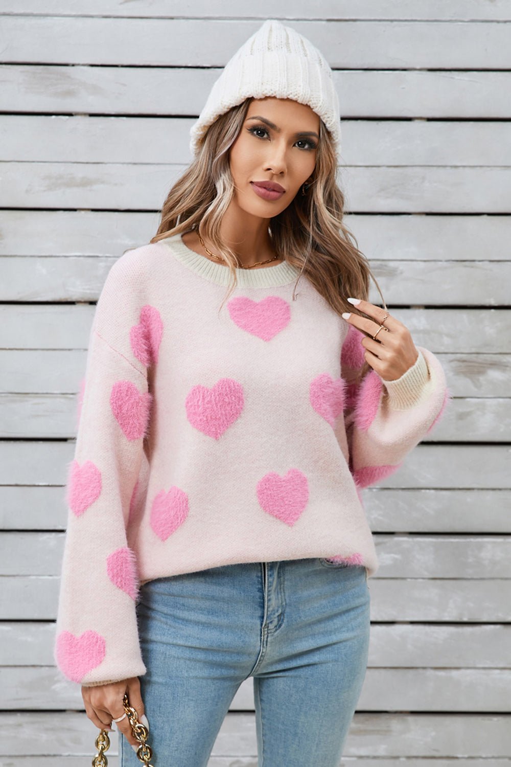 Angel Wings Heart Dropped Shoulder Long Sleeve Sweater | Trending Chic NZ