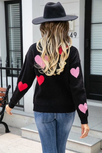 Angel Wings Heart Round Neck Droppped Shoulder Sweater | Trending Chic NZ