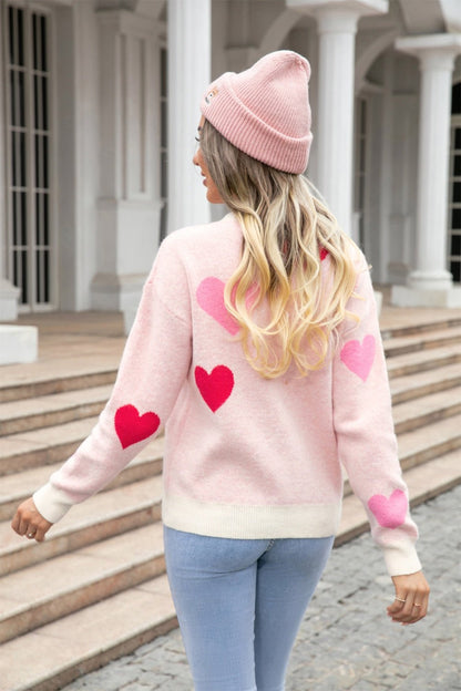 Angel Wings Heart Round Neck Droppped Shoulder Sweater | Trending Chic NZ