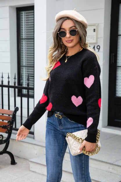 Angel Wings Heart Round Neck Droppped Shoulder Sweater | Trending Chic NZ