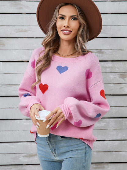 Angel Wings Heart Round Neck Long Sleeve Sweater | Trending Chic NZ