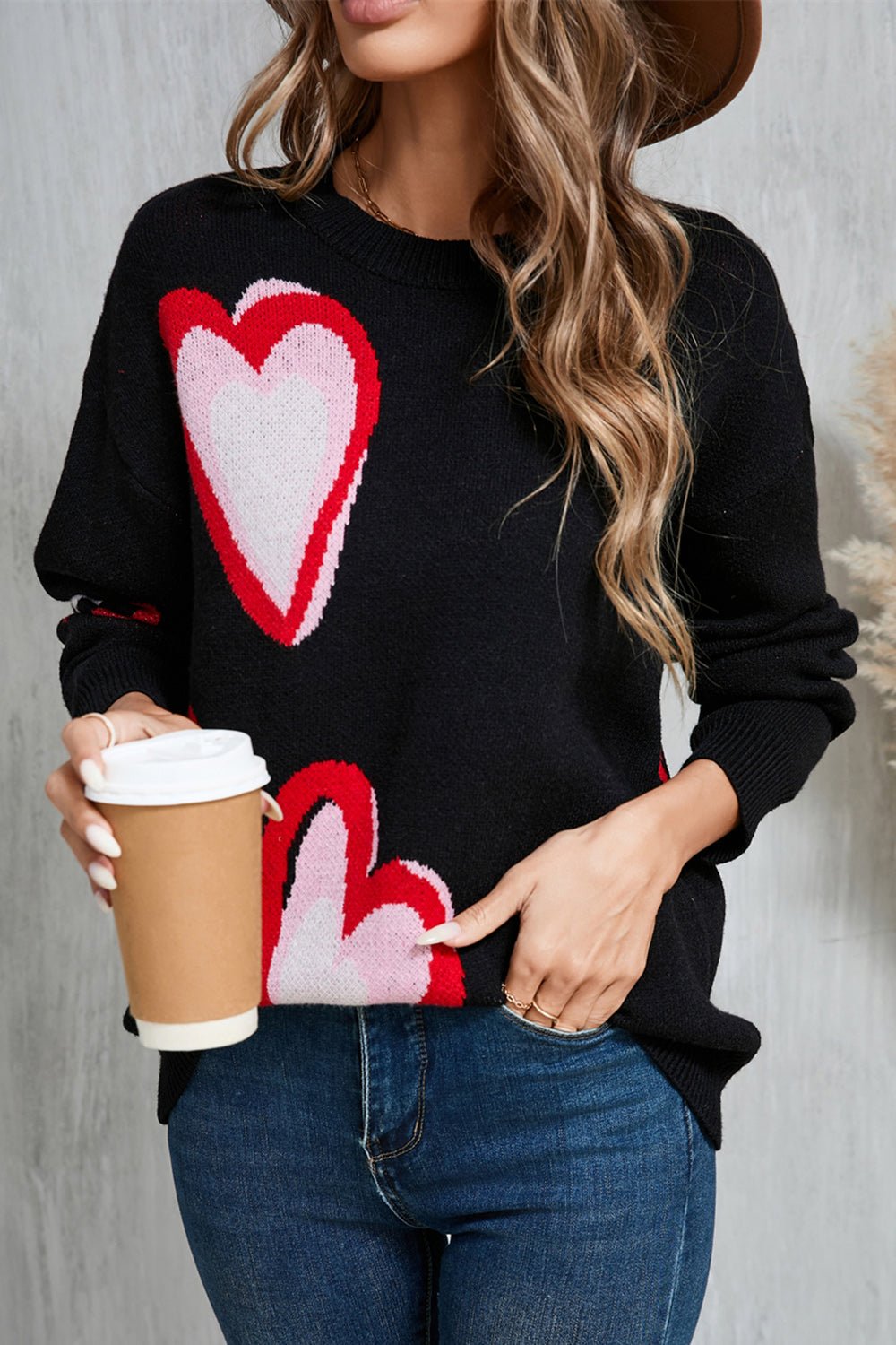 Angel Wings Heart Round Neck Long Sleeve Sweater | Trending Chic NZ