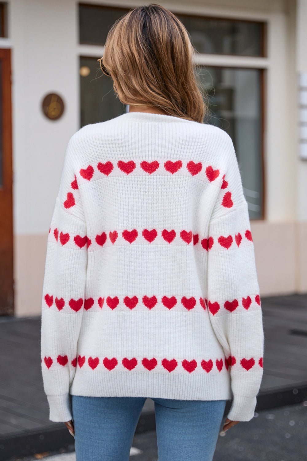 Angel Wings Heart Round Neck Long Sleeve Sweater | Trending Chic NZ