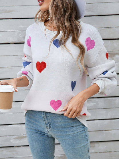 Angel Wings Heart Round Neck Long Sleeve Sweater | Trending Chic NZ