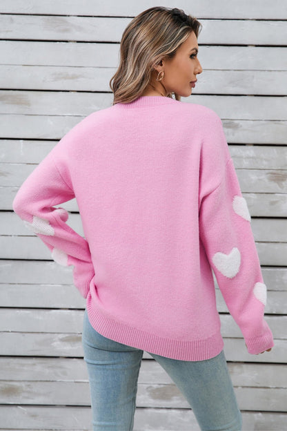 Angel Wings Heart Round Neck Long Sleeve Sweater | Trending Chic NZ