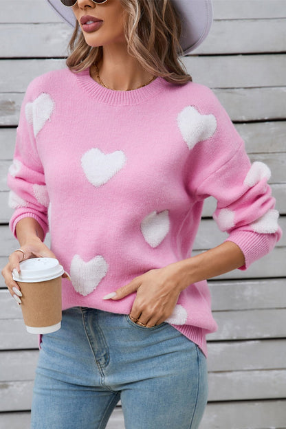 Angel Wings Heart Round Neck Long Sleeve Sweater | Trending Chic NZ