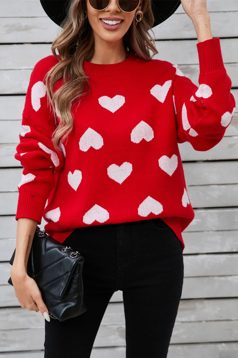 Angel Wings Heart Round Neck Long Sleeve Sweater | Trending Chic NZ