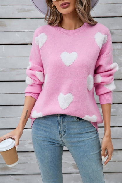 Angel Wings Heart Round Neck Long Sleeve Sweater | Trending Chic NZ