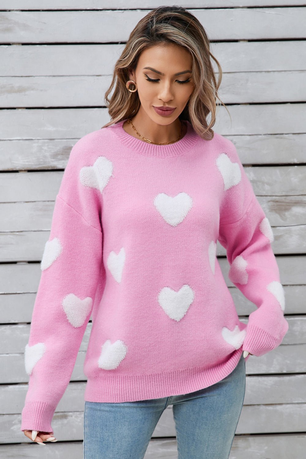 Angel Wings Heart Round Neck Long Sleeve Sweater | Trending Chic NZ