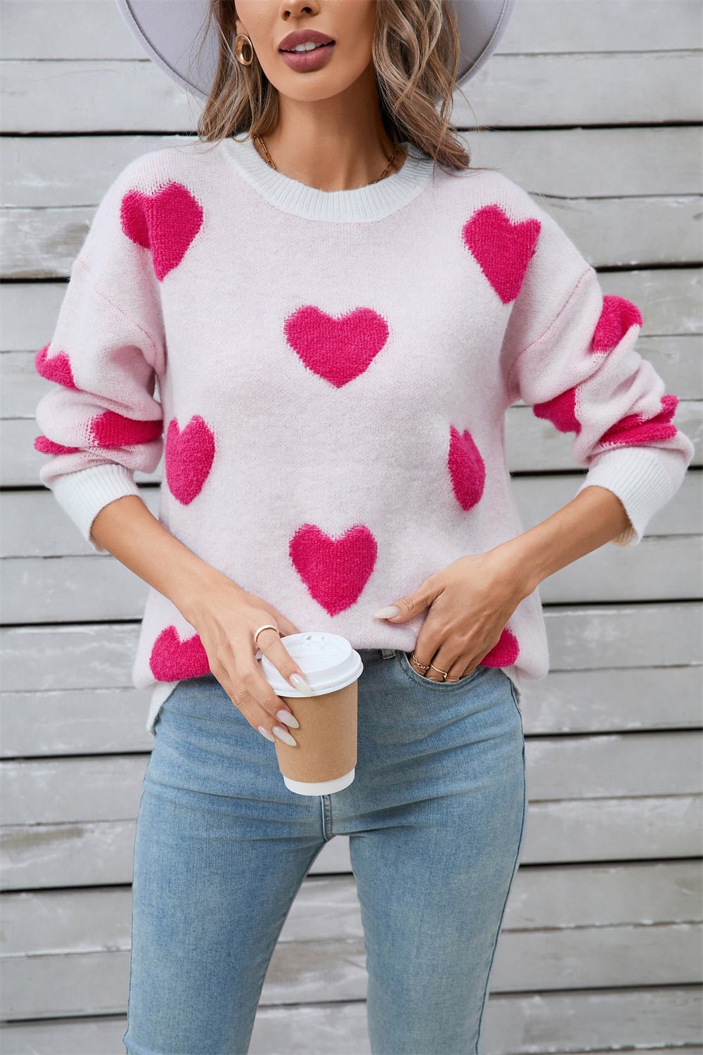 Angel Wings Heart Round Neck Long Sleeve Sweater | Trending Chic NZ