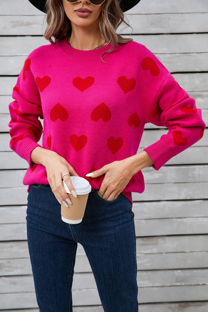 Angel Wings Heart Round Neck Long Sleeve Sweater | Trending Chic NZ