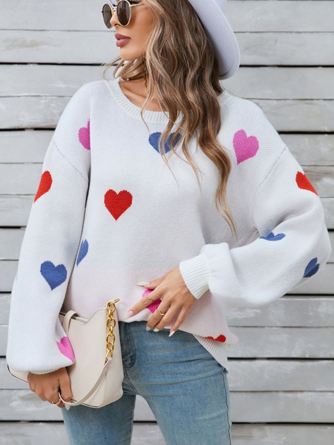 Angel Wings Heart Round Neck Long Sleeve Sweater | Trending Chic NZ