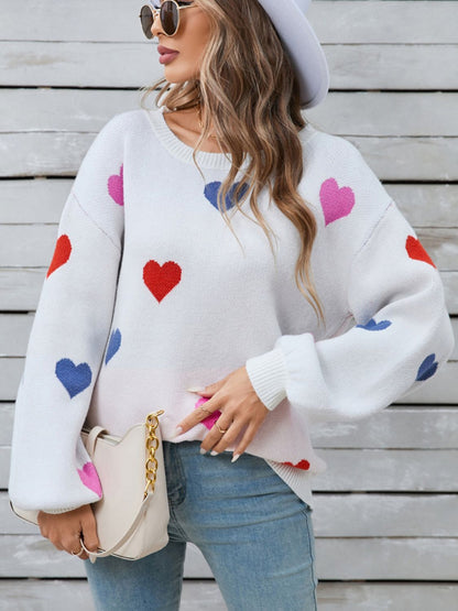 Angel Wings Heart Round Neck Long Sleeve Sweater | Trending Chic NZ