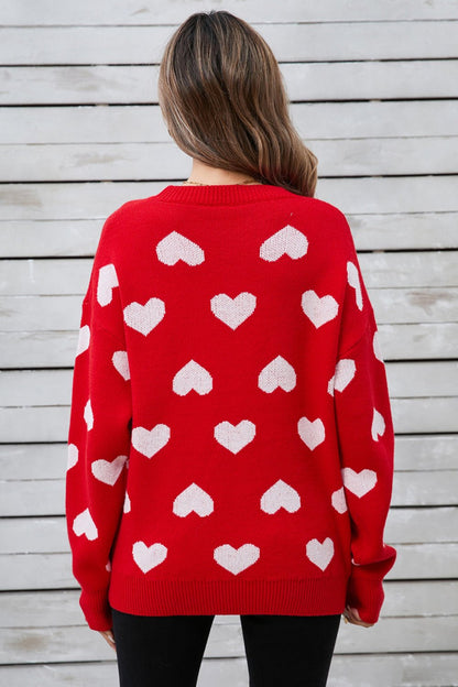 Angel Wings Heart Round Neck Long Sleeve Sweater | Trending Chic NZ