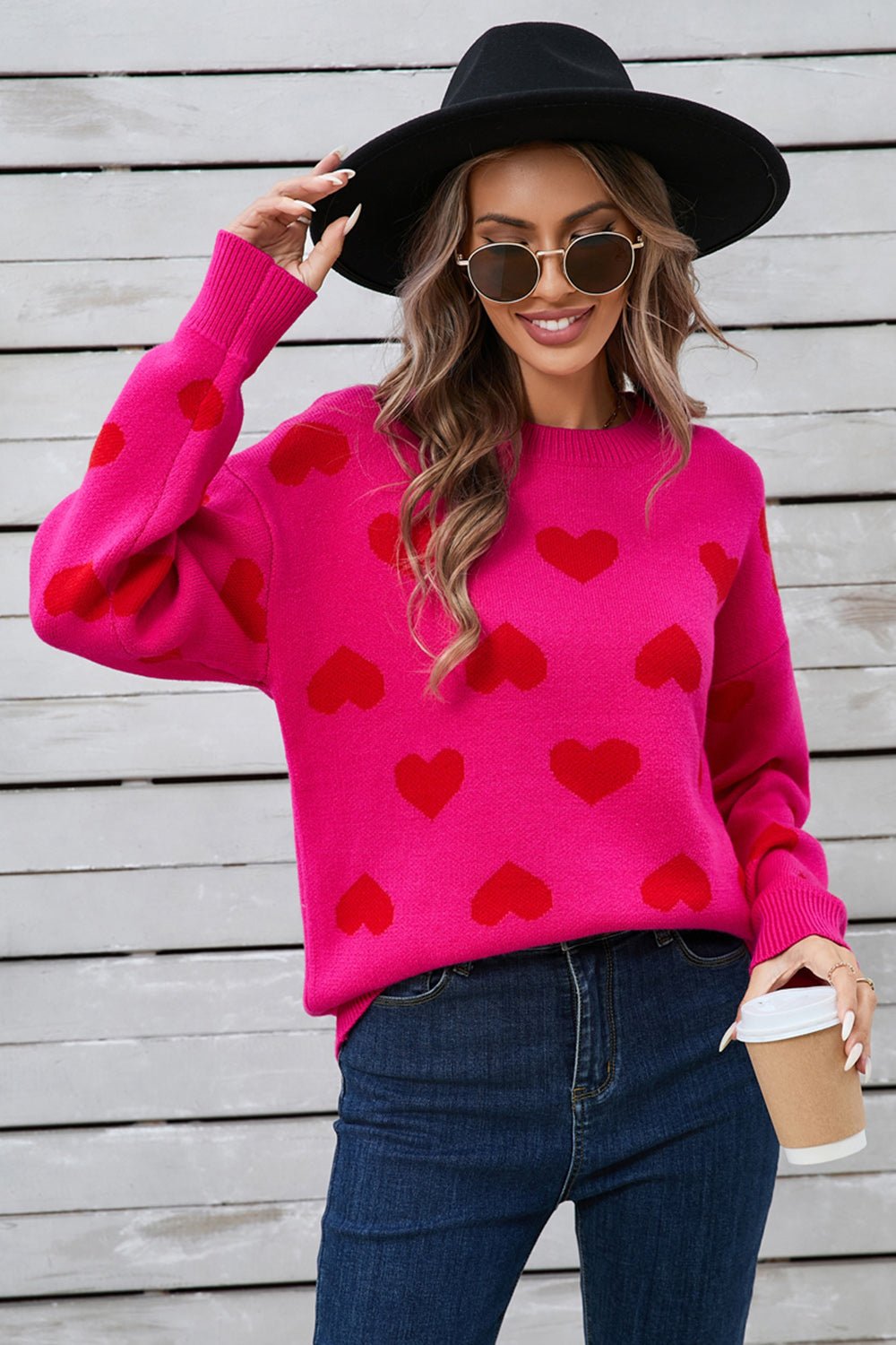 Angel Wings Heart Round Neck Long Sleeve Sweater | Trending Chic NZ