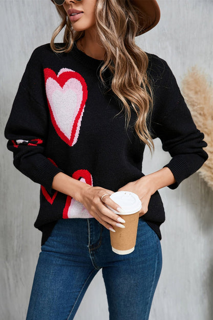 Angel Wings Heart Round Neck Long Sleeve Sweater | Trending Chic NZ