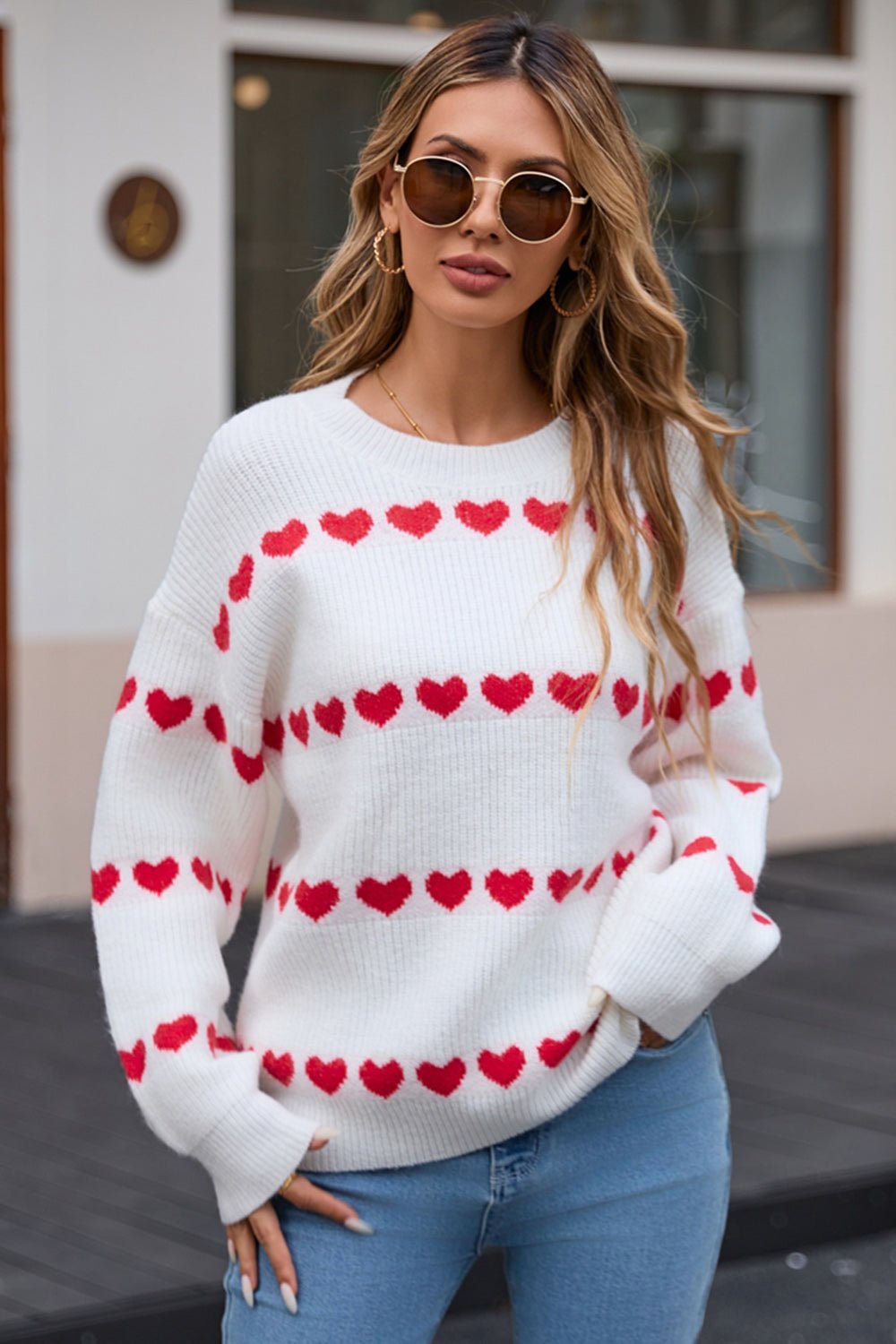 Angel Wings Heart Round Neck Long Sleeve Sweater | Trending Chic NZ