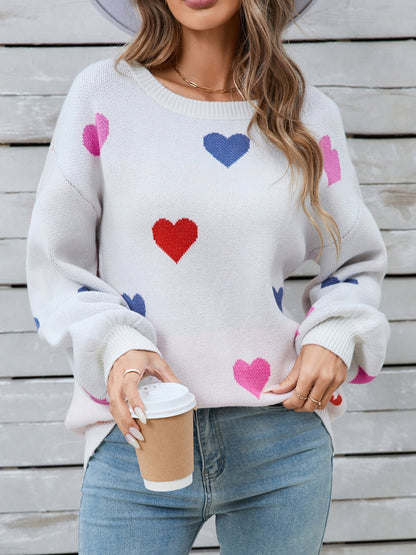 Angel Wings Heart Round Neck Long Sleeve Sweater | Trending Chic NZ