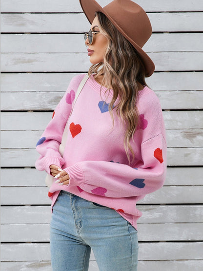 Angel Wings Heart Round Neck Long Sleeve Sweater | Trending Chic NZ