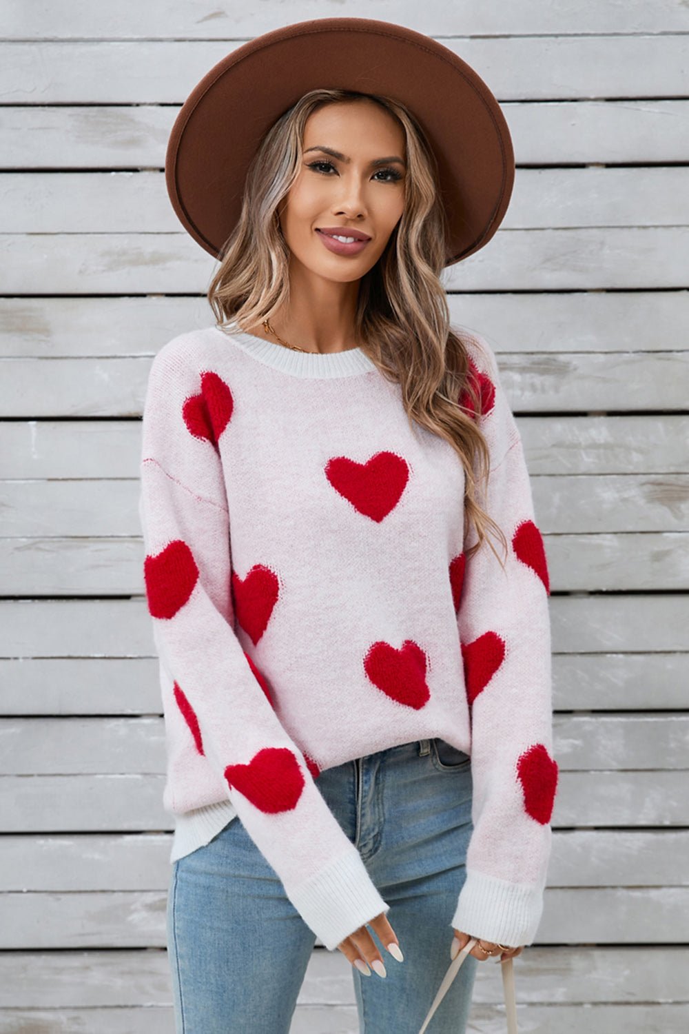 Angel Wings Heart Round Neck Long Sleeve Sweater | Trending Chic NZ