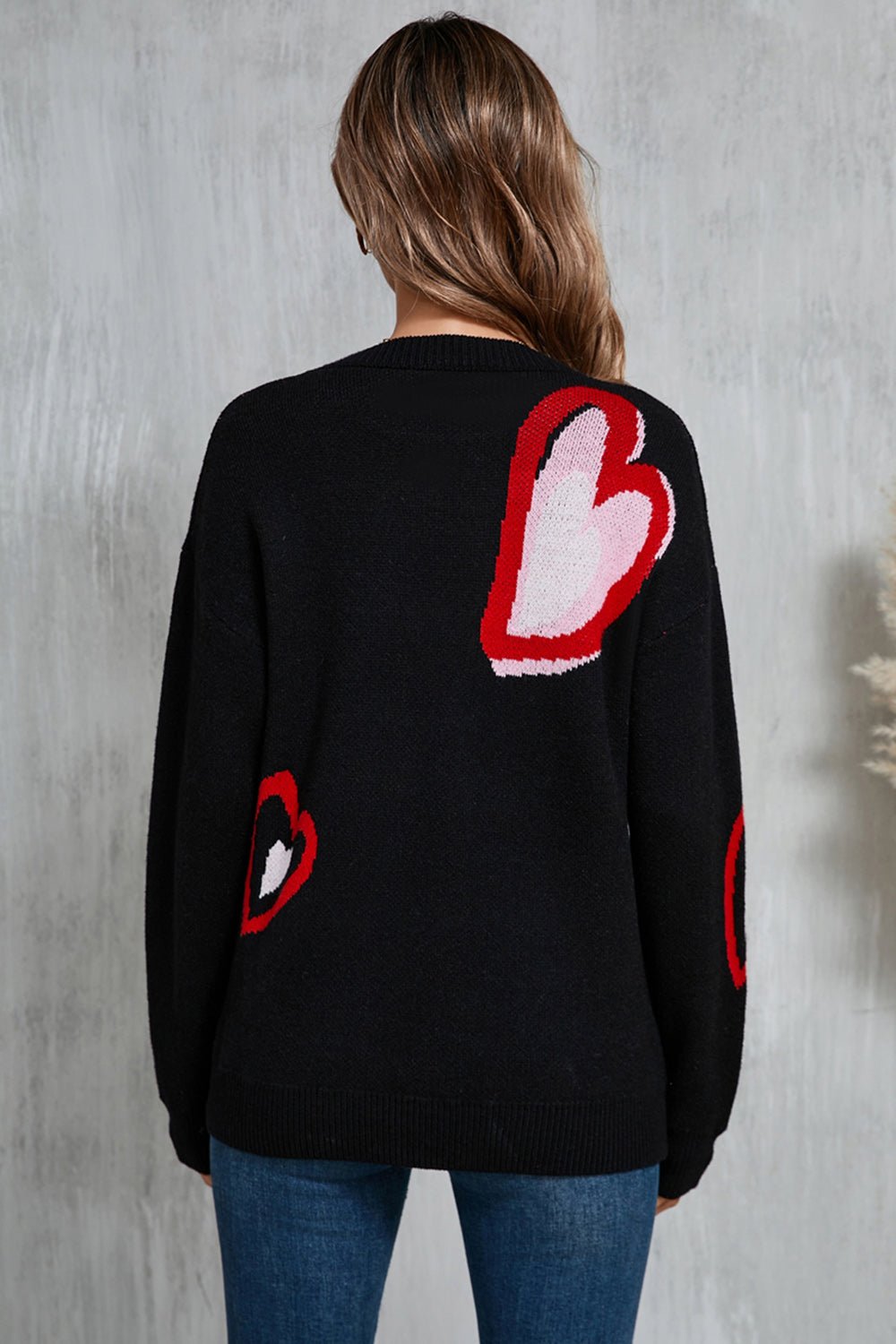 Angel Wings Heart Round Neck Long Sleeve Sweater | Trending Chic NZ