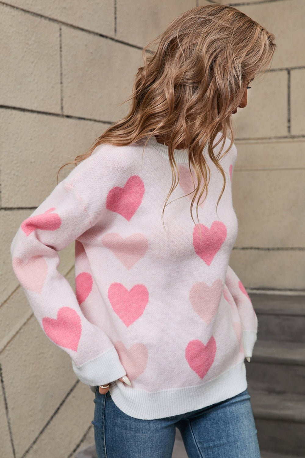 Angel Wings Heart Round Neck Long Sleeve Sweater | Trending Chic NZ