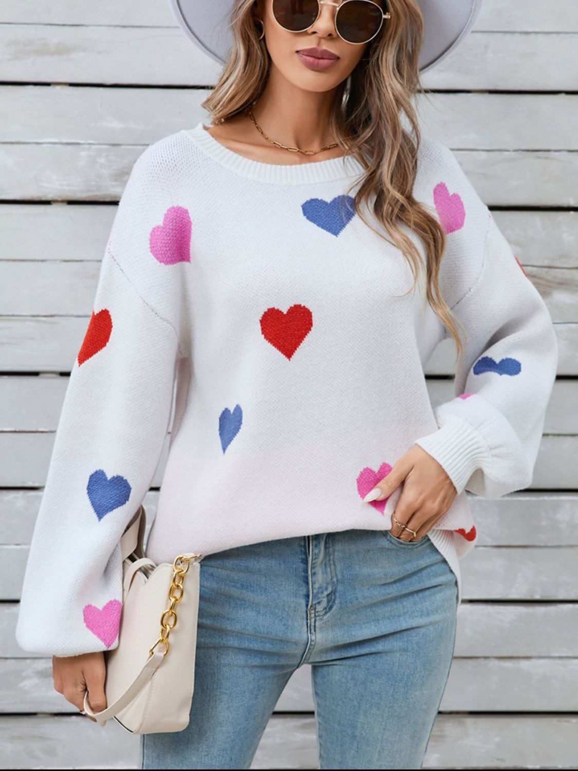 Angel Wings Heart Round Neck Long Sleeve Sweater | Trending Chic NZ