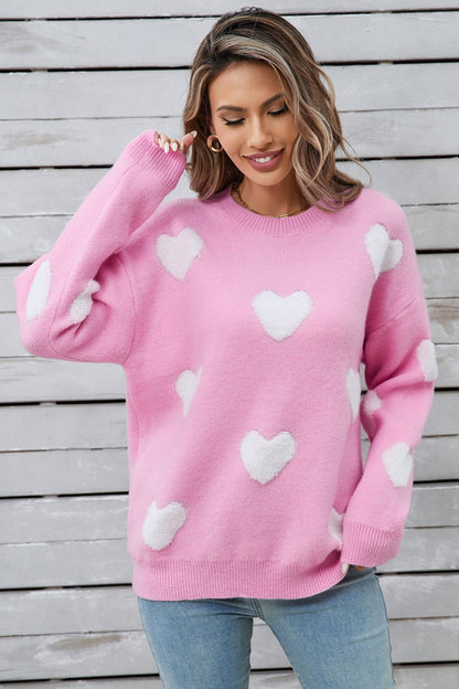 Angel Wings Heart Round Neck Long Sleeve Sweater | Trending Chic NZ