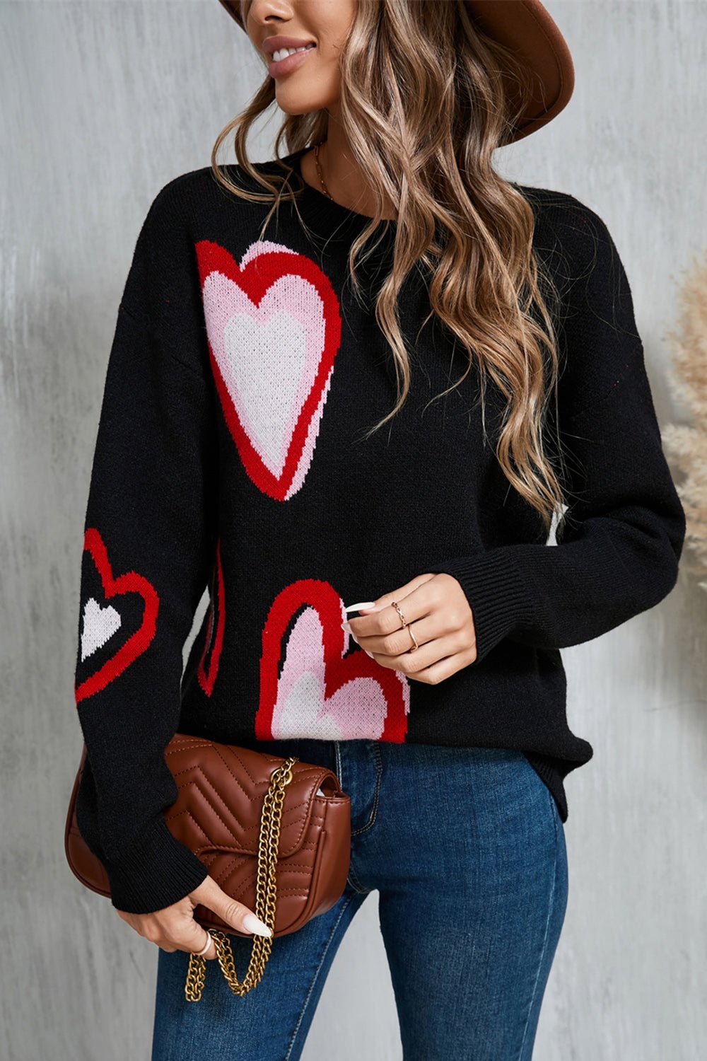 Angel Wings Heart Round Neck Long Sleeve Sweater | Trending Chic NZ